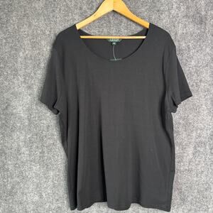 Lauren Ralph Lauren Shirt Womens 3X Black Shirt Sleeve Classic Scoop Neck TShirt